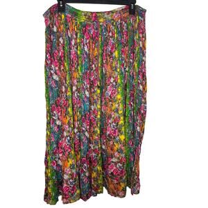 Short Circuit Vintage Floral Drawstring Midi Skirt One-Size Multicolor Flowy